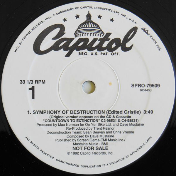 Megadeth : Symphony... (12",33 ⅓ RPM,Single,Promo)