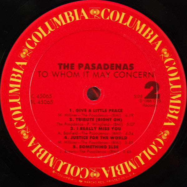 Pasadenas, The : To Whom It May Concern (LP,Album,Stereo)