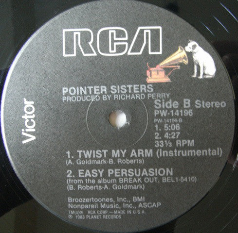 Pointer Sisters : Twist My Arm (Special Extended Single) (12",Single,33 ⅓ RPM)