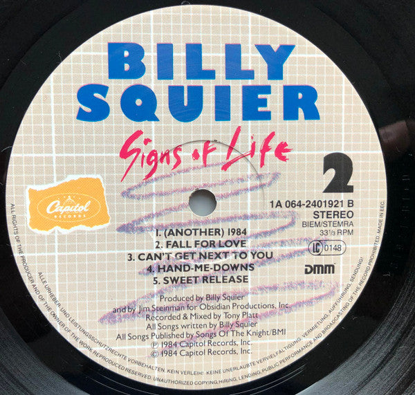 Billy Squier : Signs Of Life (LP,Album)
