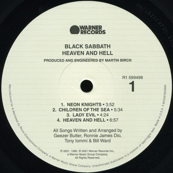 Black Sabbath : Heaven And Hell (LP,Album,Reissue,Remastered)