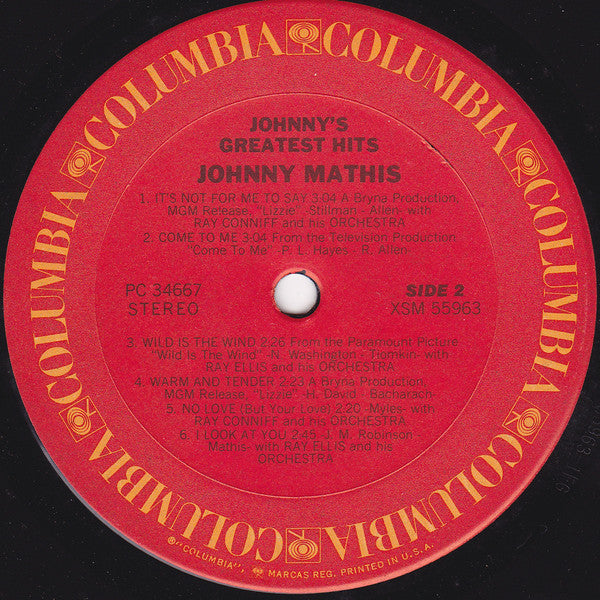 Johnny Mathis : Johnny's Greatest Hits (LP,Compilation,Reissue)