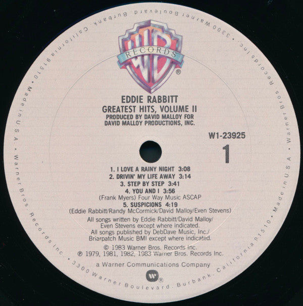 Eddie Rabbitt : Greatest Hits Vol. II (LP,Compilation,Club Edition)