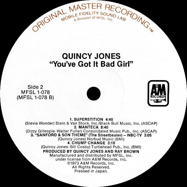 Quincy Jones : You've Got It Bad Girl (LP,Album,Reissue,Remastered,Stereo)