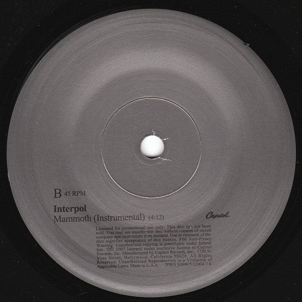 Interpol : The Heinrich Maneuver (7",Promo,45 RPM)