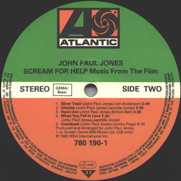 John Paul Jones Featuring Jimmy Page ● Jon Anderson : Music From The Film Scream For Help (LP,Album)