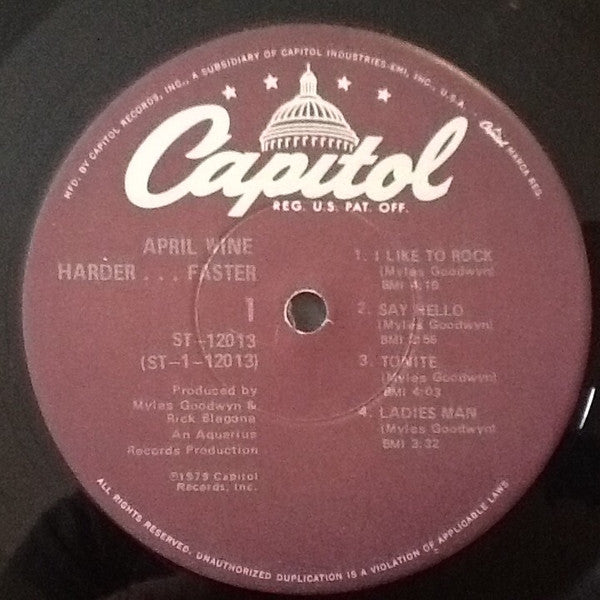 April Wine : Harder.....Faster (LP,Album)