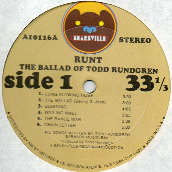 Runt : Runt. The Ballad Of Todd Rundgren (LP,Album,Stereo)