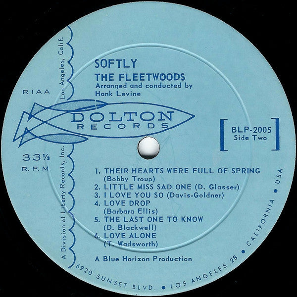 Fleetwoods, The : Softly (LP,Album,Mono)