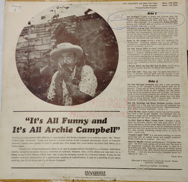 Archie Campbell : The Cockfight and Other Tall Tales (LP,Mono)