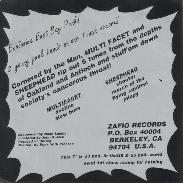 Multi Facet / Sheephead (2) : East Bay Explosion No 1 (7",33 ⅓ RPM)