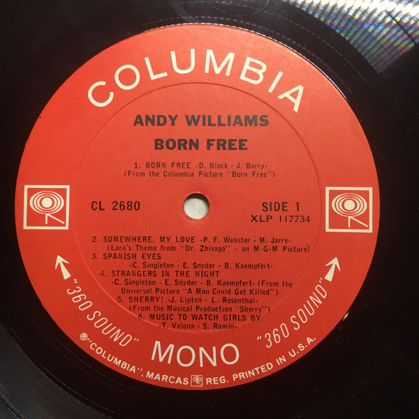 Andy Williams : Born Free (LP,Album,Mono)