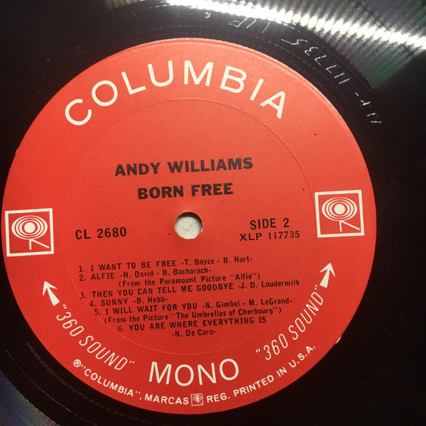 Andy Williams : Born Free (LP,Album,Mono)