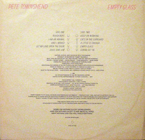 Pete Townshend : Empty Glass (LP,Album)