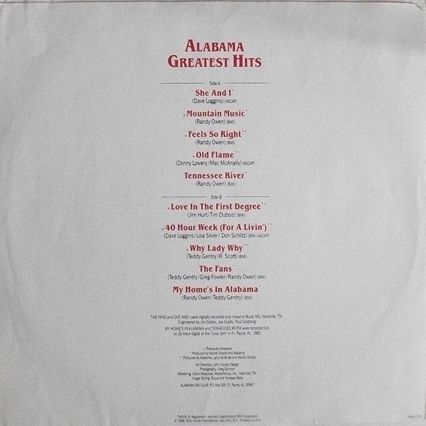 Alabama : Alabama Greatest Hits (LP,Compilation)