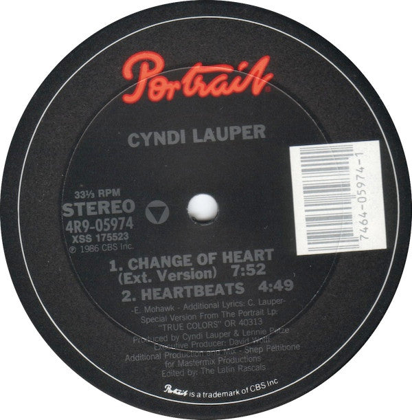 Cyndi Lauper : Change Of Heart (12",33 ⅓ RPM,Single)