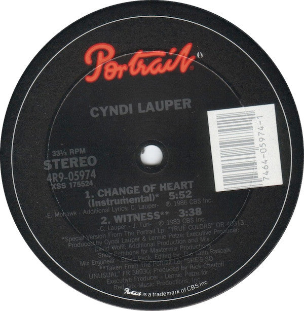 Cyndi Lauper : Change Of Heart (12",33 ⅓ RPM,Single)