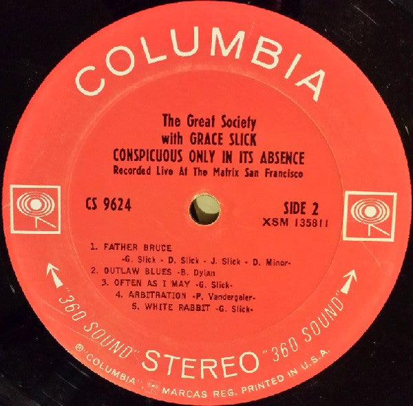 Great Society, The With Grace Slick : Conspicuous Only In Its Absence (LP,Album,Stereo)