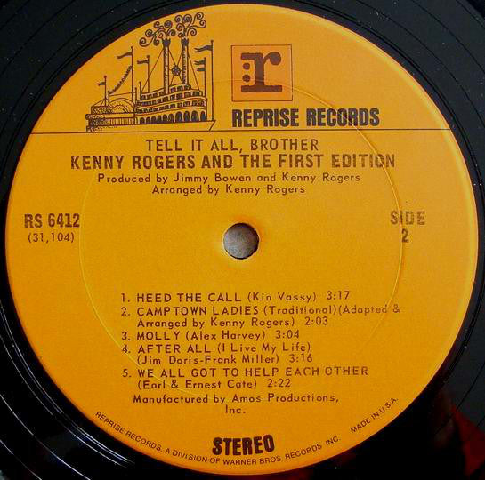 Kenny Rogers & The First Edition : Tell It All, Brother (LP,Album)