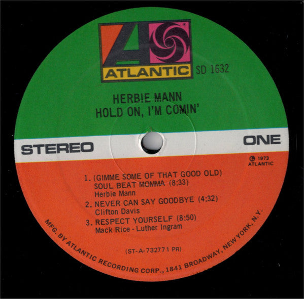 Herbie Mann : Hold On, I'm Comin' (LP,Album)