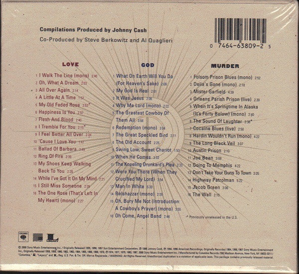 Johnny Cash : Love God Murder (Compilation)