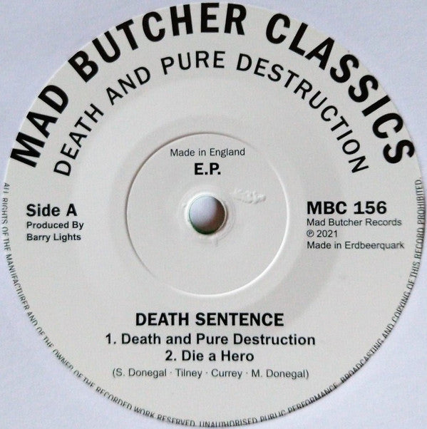 Death Sentence (2) : Death And Pure Distruction (7",45 RPM,EP,Reissue)