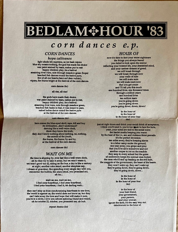 Bedlam Hour : Corn Dances (7",33 ⅓ RPM)