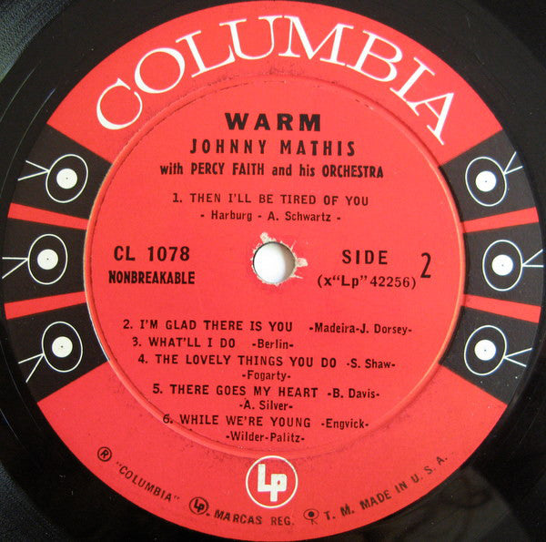 Johnny Mathis With Percy Faith & His Orchestra : Warm (LP,Album,Mono)