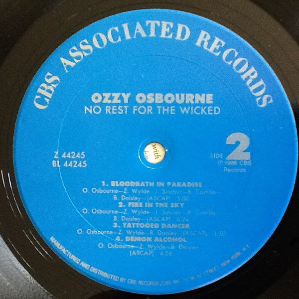 Ozzy Osbourne : No Rest For The Wicked (LP,Album)