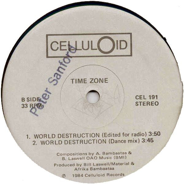 Time Zone Featuring John Lydon And Afrika Bambaataa : World Destruction (Meltdown Remix) (12")