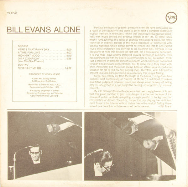 Bill Evans : Alone (LP,Album)