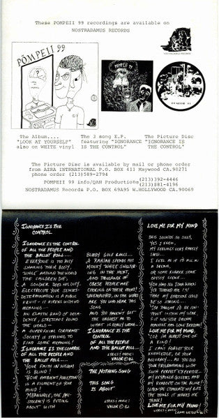 Pompeii 99 : Ignorance Is The Control (7",45 RPM,Stereo)