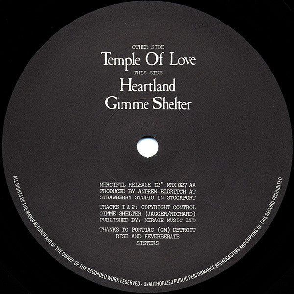 Sisters Of Mercy, The : Temple Of Love (12",45 RPM,Single)