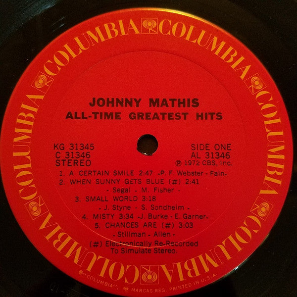 Johnny Mathis : Johnny Mathis' All-Time Greatest Hits (LP,Compilation)