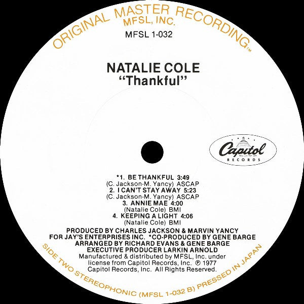 Natalie Cole : Thankful (LP,Album,Limited Edition,Reissue,Remastered,Stereo)