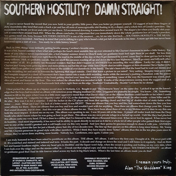 Antiseen : Southern Hostility (LP,Album,Reissue,Remastered)