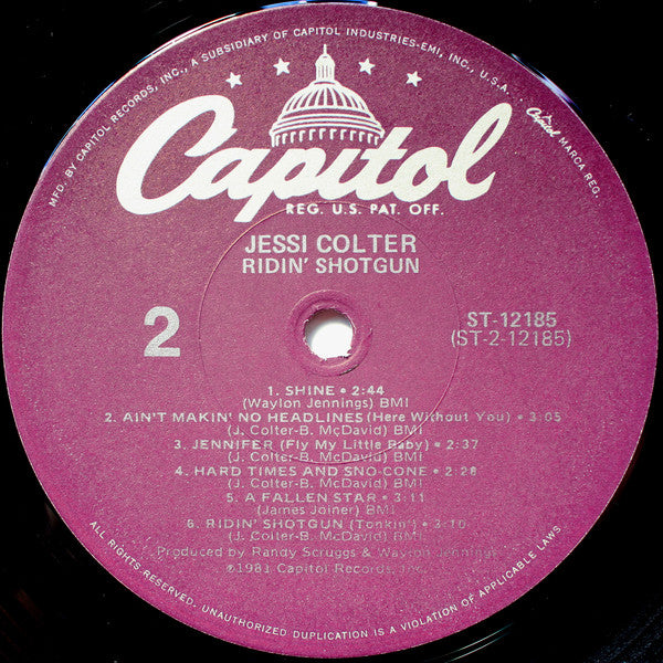 Jessi Colter : Ridin' Shotgun (LP,Album)