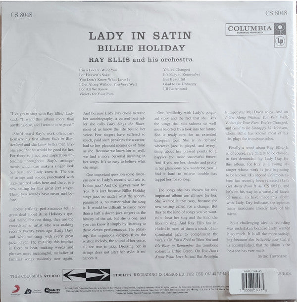 Billie Holiday, Ray Ellis And His Orchestra : Lady In Satin (12",45 RPM,Album,Limited Edition,Reissue,Stereo)