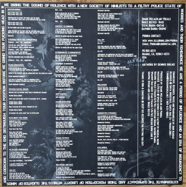 Phobia (6) : Grind Your Fucking Head In (LP,Album,45 RPM)