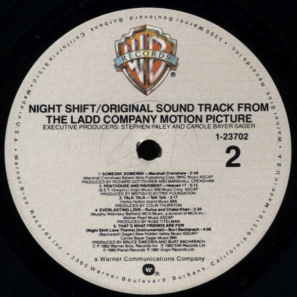 Various : Night Shift - Original Sound Track From The Ladd Company Motion Picture (LP,Compilation)