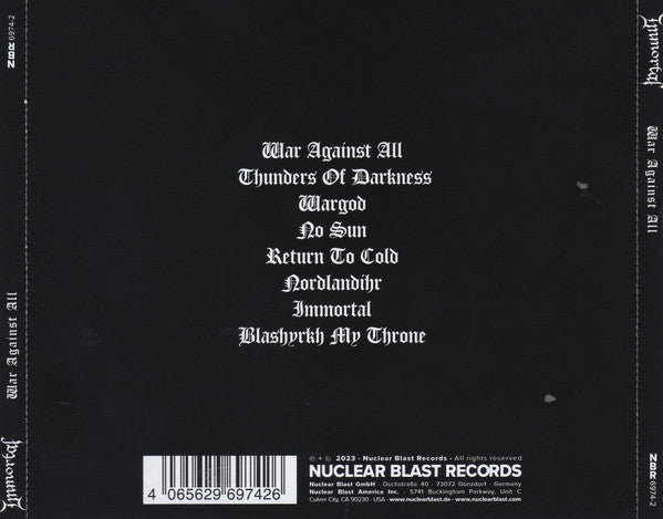 Immortal : War Against All (Album,Stereo)