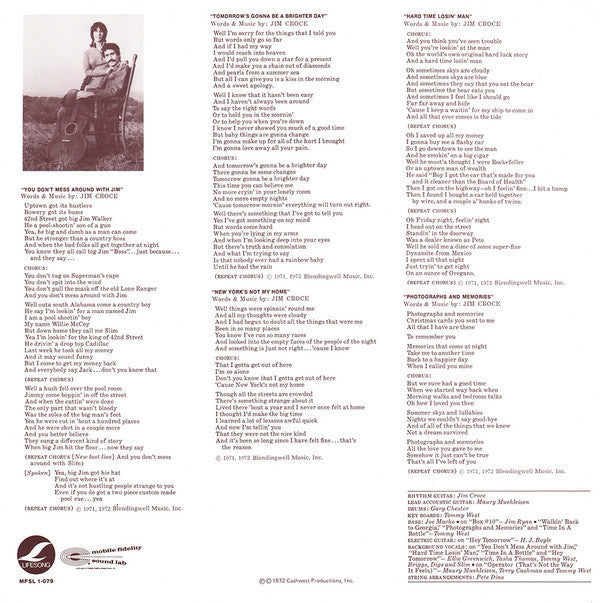 Jim Croce : You Don't Mess Around With Jim (LP,Album,Reissue,Remastered,Stereo)