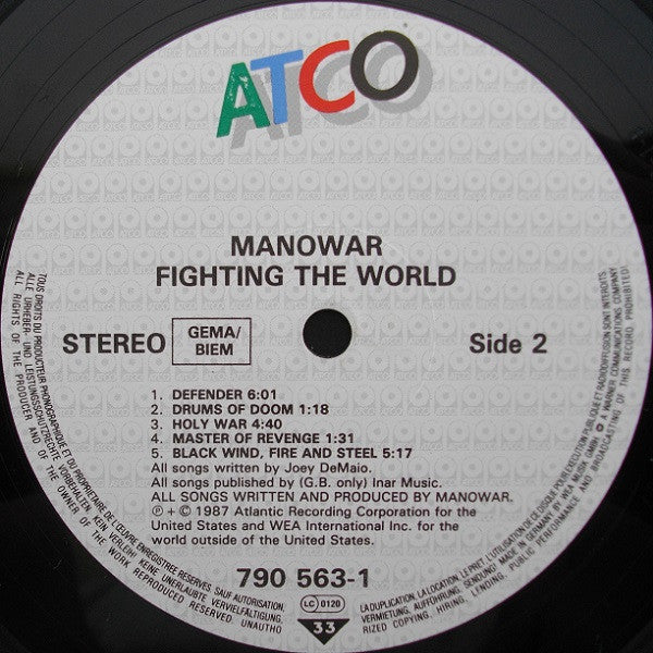 Manowar : Fighting The World (LP,Album,Stereo)
