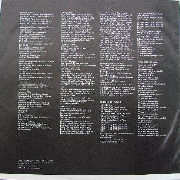 Manowar : Fighting The World (LP,Album,Stereo)
