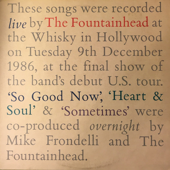 Fountainhead, The : Live (12",EP,45 RPM,Promo)