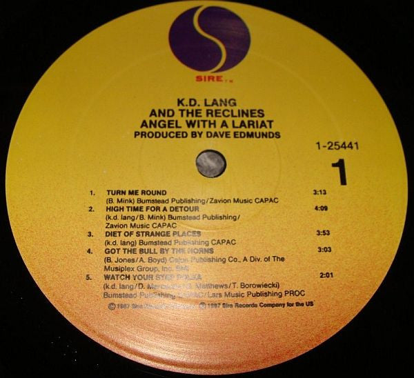 k.d. lang and the reclines : Angel With A Lariat (LP,Album)