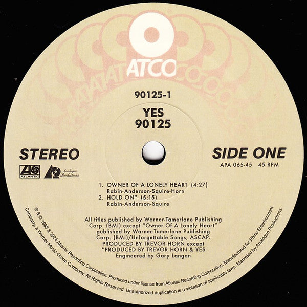 Yes : 90125 (LP,45 RPM,Album,Numbered,Reissue,Remastered,Stereo)