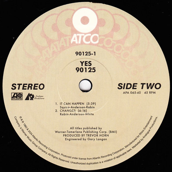 Yes : 90125 (LP,45 RPM,Album,Numbered,Reissue,Remastered,Stereo)