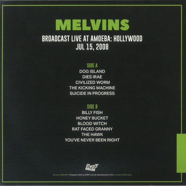 Melvins : Broadcast Live At Amoeba: Hollywood July 15 2008 (LP,Album,Limited Edition,Unofficial Release)