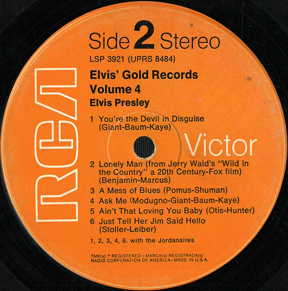 Elvis Presley : Elvis' Gold Records - Volume 4 (LP,Stereo,Compilation,Reissue)
